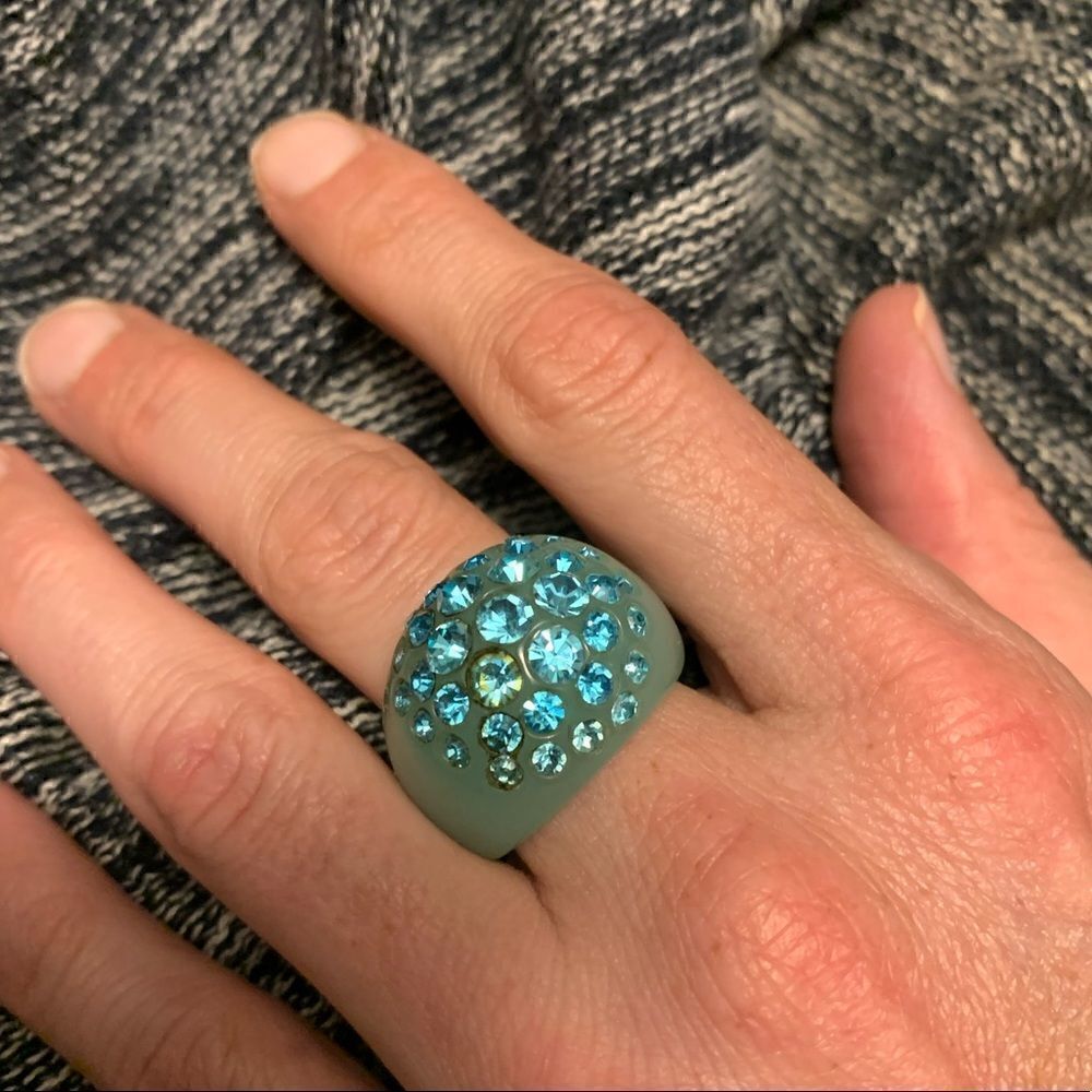 Blue Rhinestone Cocktail Ring